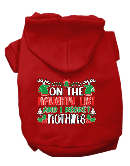 I Regret Nothing Screen Print Dog Hoodie Red Size XS
