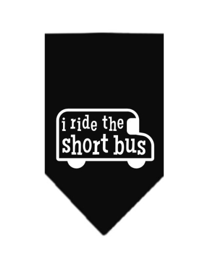 I ride the short bus Screen Print Bandana Black Large