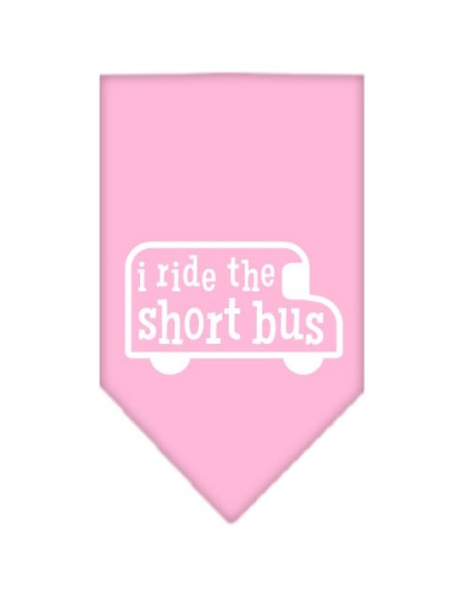 I ride the short bus Screen Print Bandana Light Pink Large