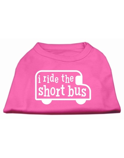 I ride the short bus Screen Print Shirt Bright Pink L