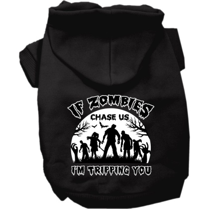 If Zombies Chase Us Screen Print Dog Hoodie Black Size XS