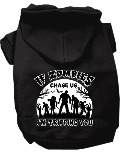 If Zombies Chase Us Screen Print Dog Hoodie Black Size XS