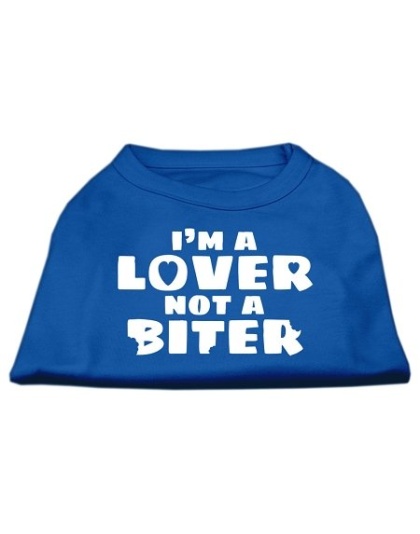I'm a Lover not a Biter Screen Printed Dog Shirt Blue Lg