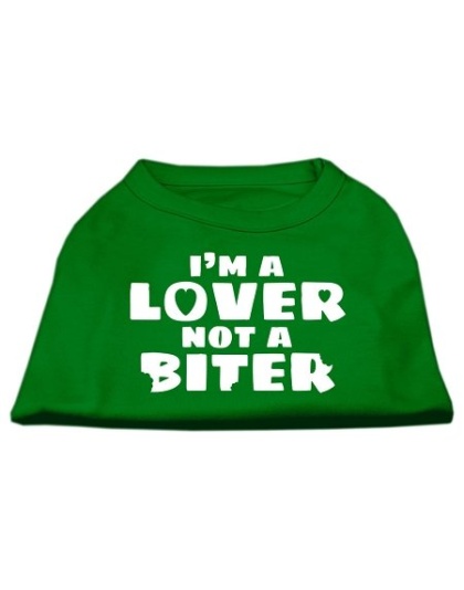 I'm a Lover not a Biter Screen Printed Dog Shirt Emerald Green Lg