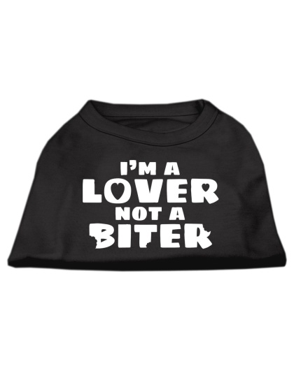 I'm a Lover not a Biter Screen Printed Dog Shirt  Black Lg