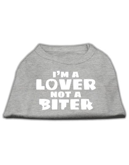 I'm a Lover not a Biter Screen Printed Dog Shirt  Grey Lg