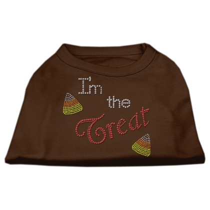 I'm the Treat Rhinestone Dog Shirt Brown Lg