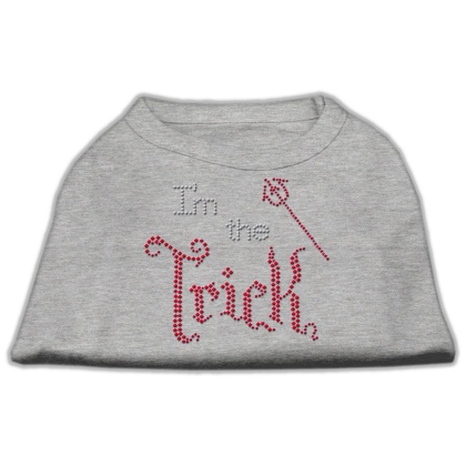 I'm the Trick Rhinestone Dog Shirt Grey Lg