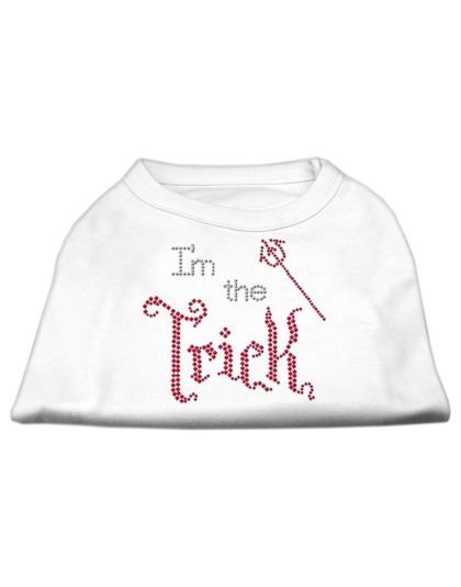 I'm the Trick Rhinestone Dog Shirt White Lg