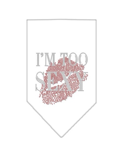 I'm Too Sexy Rhinestone Bandana White Large