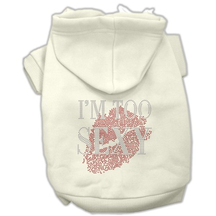 I'm Too Sexy Rhinestone Hoodies Cream L