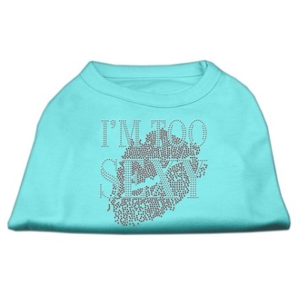 I'm Too Sexy Rhinestone Shirts Aqua L