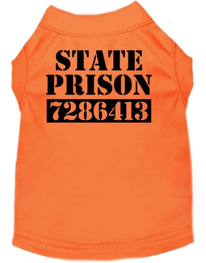 Inmate Costume Screen Print Dog Shirt Orange Size XS