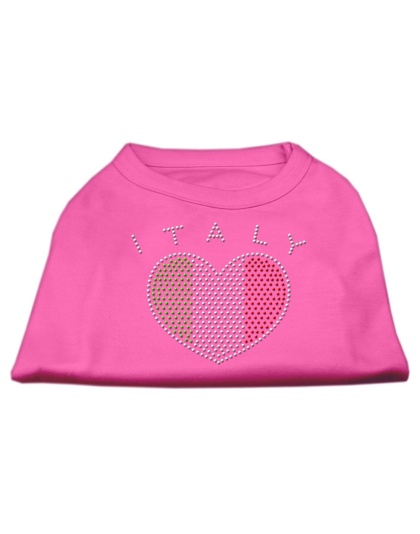 Italy Rhinestone Shirts Bright Pink L