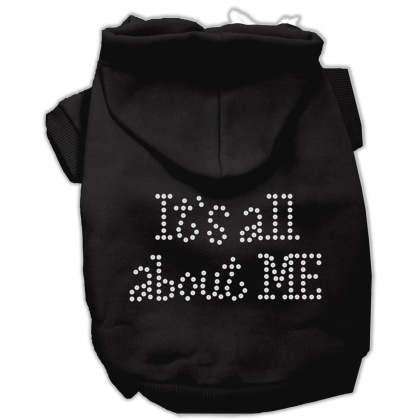 It's All About Me Rhinestone Hoodies Black L