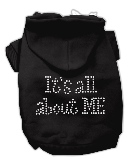 It's All About Me Rhinestone Hoodies Black L