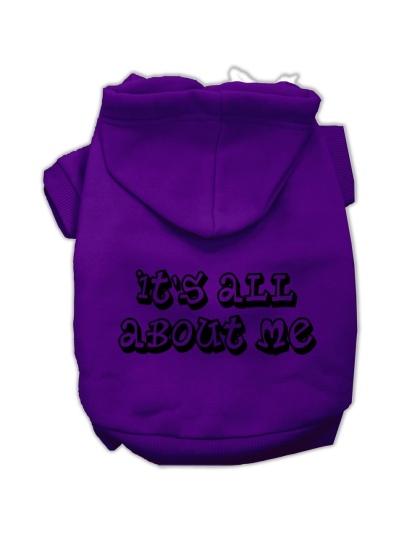 It's All About Me Screen Print Pet Hoodies Purple Size Lg
