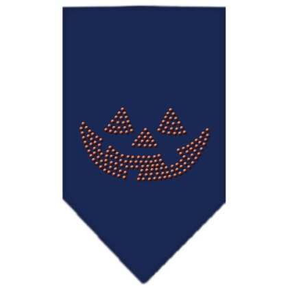 Jack O Lantern Rhinestone Bandana Navy Blue large