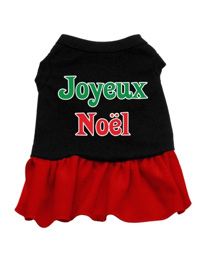 Joyeux Noel Screen Print Dress Black with Red Lg