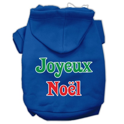 Joyeux Noel Screen Print Pet Hoodies Blue L