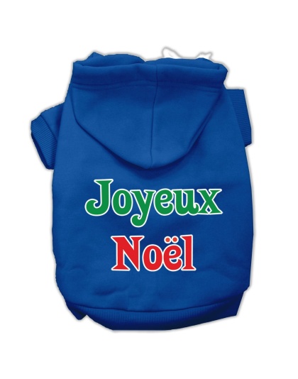 Joyeux Noel Screen Print Pet Hoodies Blue L