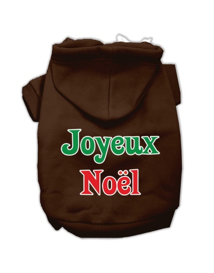 Joyeux Noel Screen Print Pet Hoodies Brown L