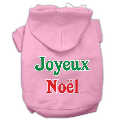 Joyeux Noel Screen Print Pet Hoodies Light Pink L