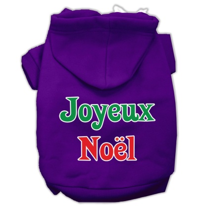 Joyeux Noel Screen Print Pet Hoodies Purple L