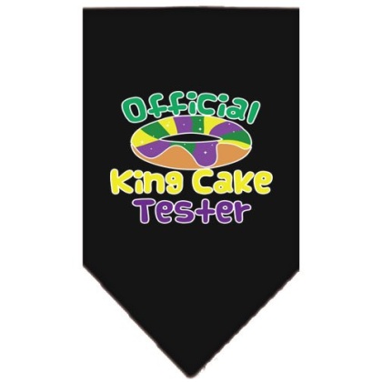 King Cake Taster Screen Print Mardi Gras Bandana Black Large