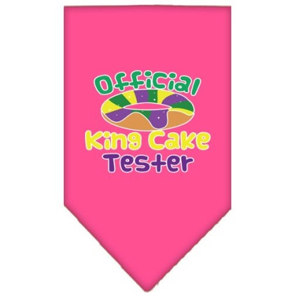 King Cake Taster Screen Print Mardi Gras Bandana Bright Pink Large