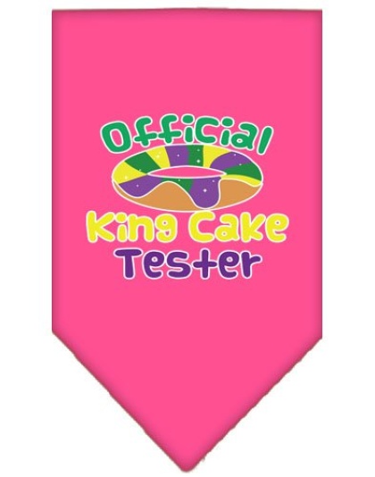 King Cake Taster Screen Print Mardi Gras Bandana Bright Pink Large