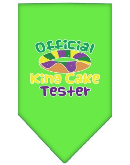 King Cake Taster Screen Print Mardi Gras Bandana Lime Green Large