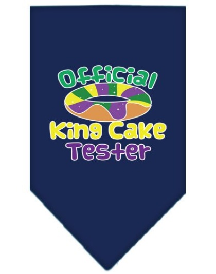 King Cake Taster Screen Print Mardi Gras Bandana Navy Blue large