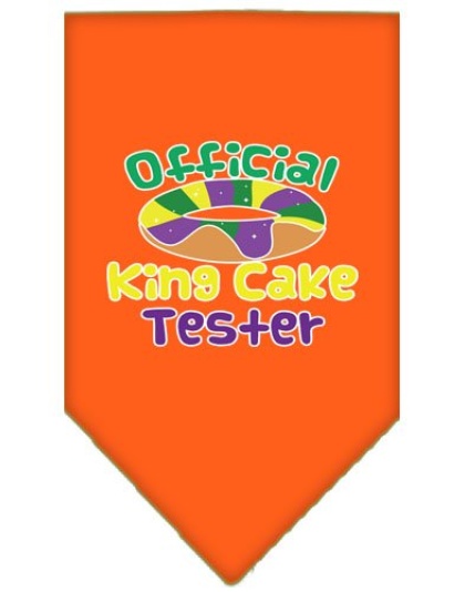 King Cake Taster Screen Print Mardi Gras Bandana Orange Large