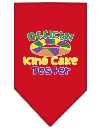 King Cake Taster Screen Print Mardi Gras Bandana Red Large