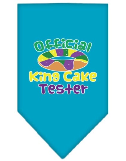 King Cake Taster Screen Print Mardi Gras Bandana Turquoise Large