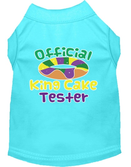 King Cake Taster Screen Print Mardi Gras Dog Shirt Aqua Lg