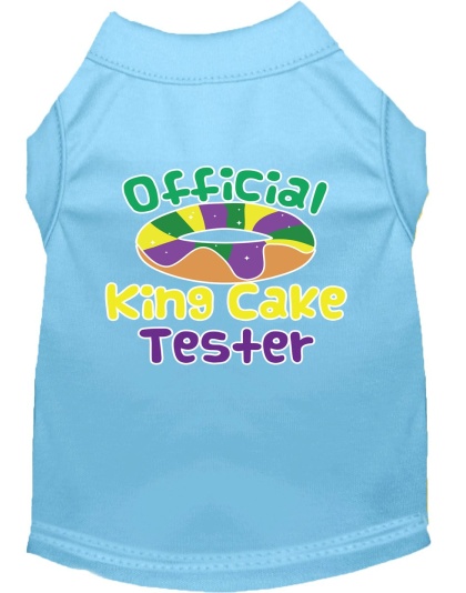 King Cake Taster Screen Print Mardi Gras Dog Shirt Baby Blue Lg