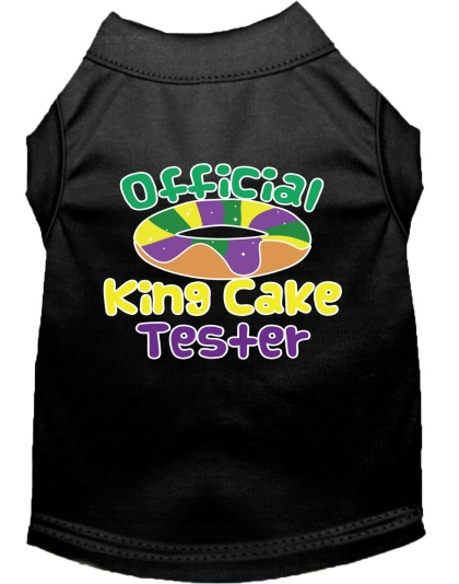 King Cake Taster Screen Print Mardi Gras Dog Shirt Black Lg