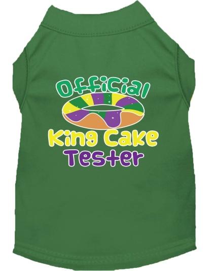 King Cake Taster Screen Print Mardi Gras Dog Shirt Green Lg