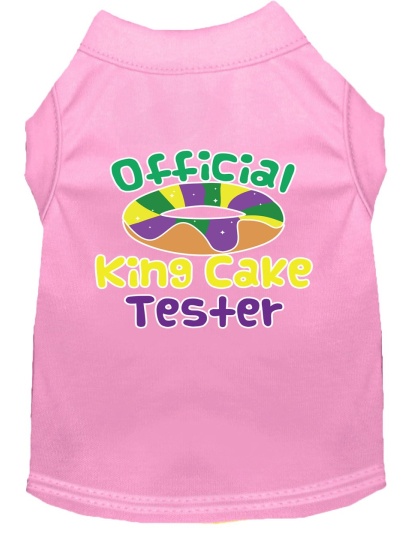 King Cake Taster Screen Print Mardi Gras Dog Shirt Light Pink Lg