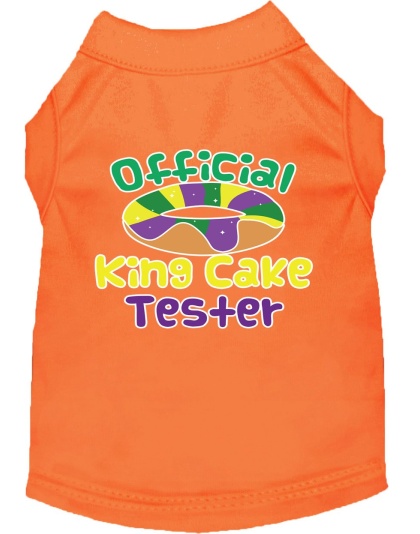 King Cake Taster Screen Print Mardi Gras Dog Shirt Orange Lg
