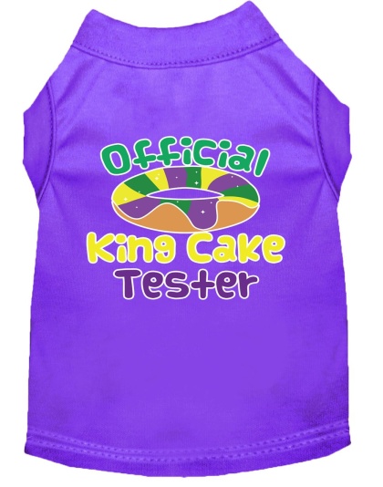 King Cake Taster Screen Print Mardi Gras Dog Shirt Purple Lg