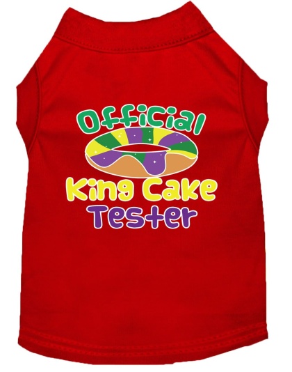 King Cake Taster Screen Print Mardi Gras Dog Shirt Red Lg