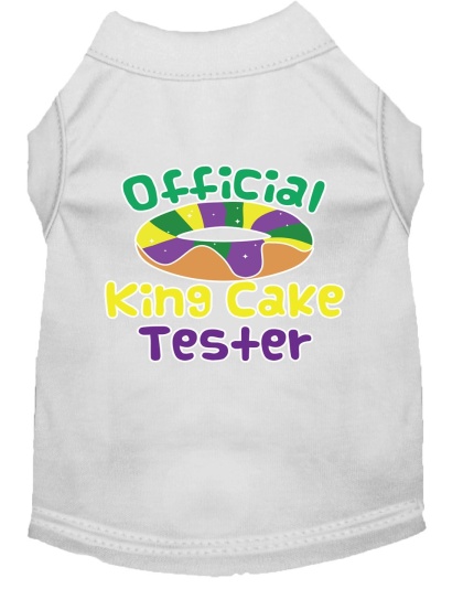 King Cake Taster Screen Print Mardi Gras Dog Shirt White Lg