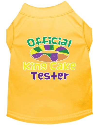 King Cake Taster Screen Print Mardi Gras Dog Shirt Yellow Lg