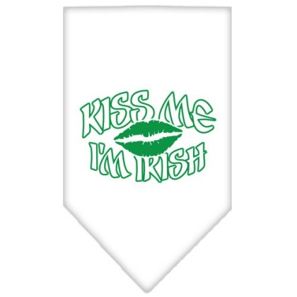 Kiss me I'm Irish Screen Print Bandana White Large