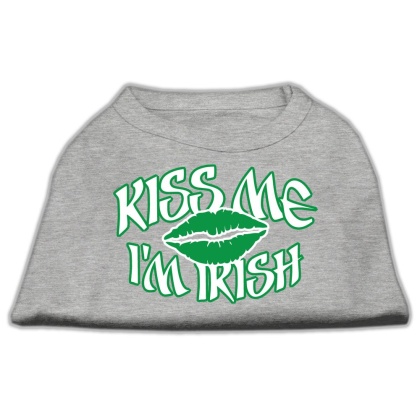 Kiss Me I'm Irish Screen Print Shirt Grey Lg