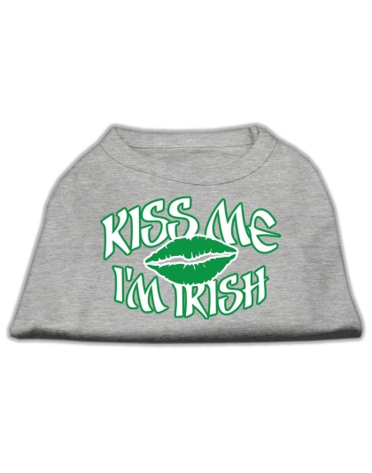 Kiss Me I'm Irish Screen Print Shirt Grey Lg