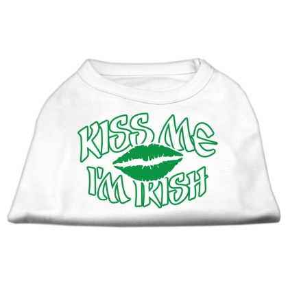 Kiss Me I'm Irish Screen Print Shirt White Lg